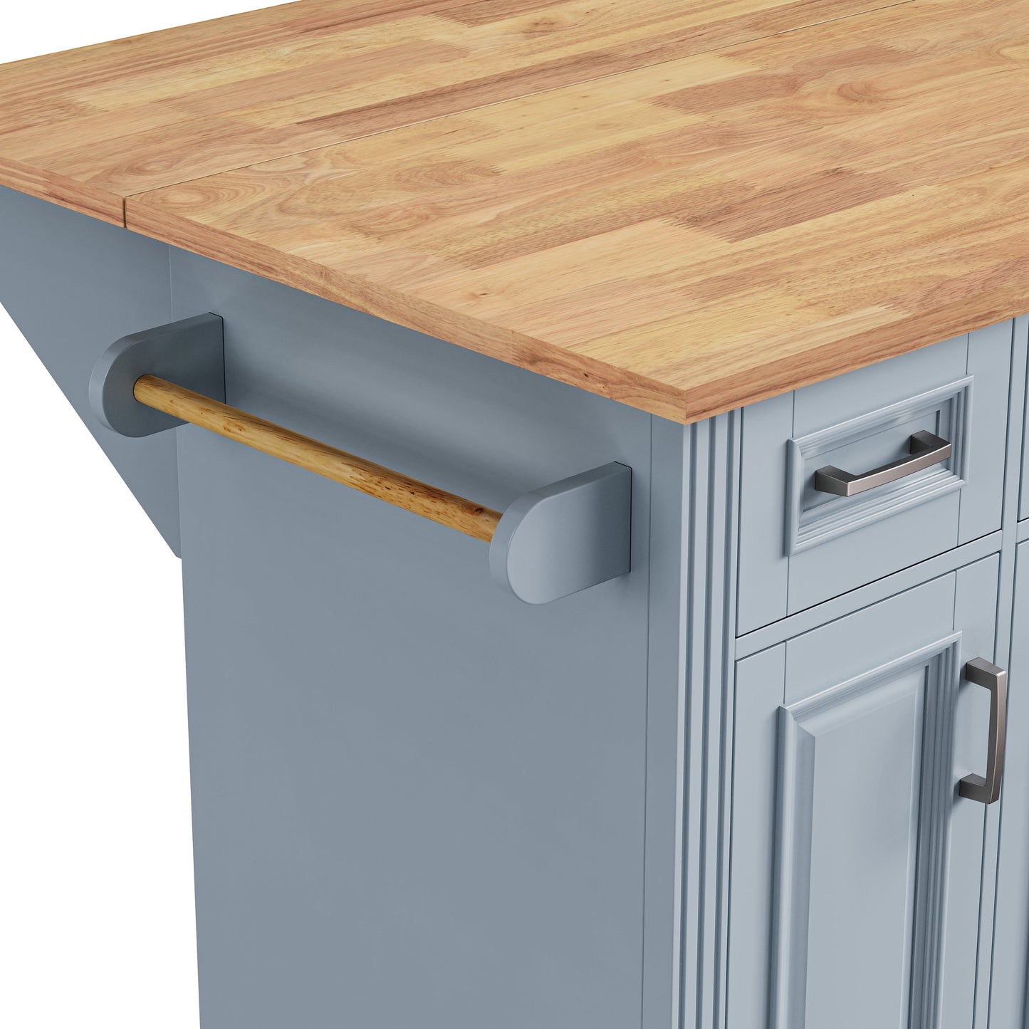 Large Rubber Wood Kitchen Island with Drop Leaf