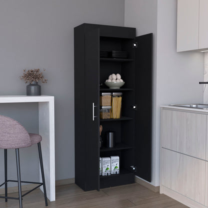Black Pantry Cabinet With Doors And Shelves