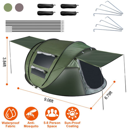 GemGear 3-4 Person Pop Up Tent waterproof fabric with sun-proof coating carry bag and poles on Tampa Home & Garden Store
