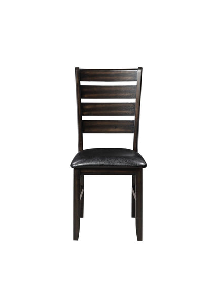 Urbana synthetic leather side chair set of 2 in dark brown wood with black upholstered seat on Tampa Home & Garden Store