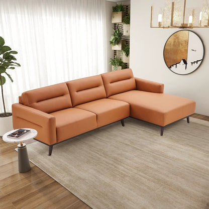 Ella L-Shaped Sectional Couch in caramel leather, stationary by Unique Piece Furniture on Tampa Home & Garden Store
