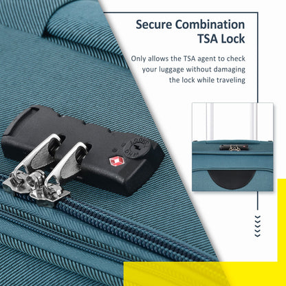 Softside expandable 3-piece blue luggage set by HouseOfZazla with TSA lock on Tampa Home & Garden Store