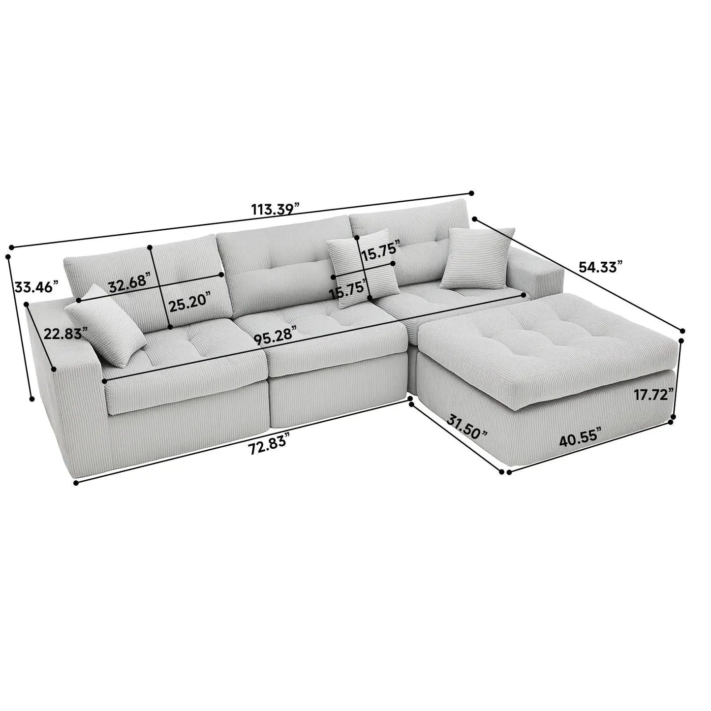 Corner Chaise L-Shaped Sectional Sofa Bed