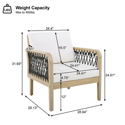 4 Piece Acacia Wood Outdoor Patio and Garden Set