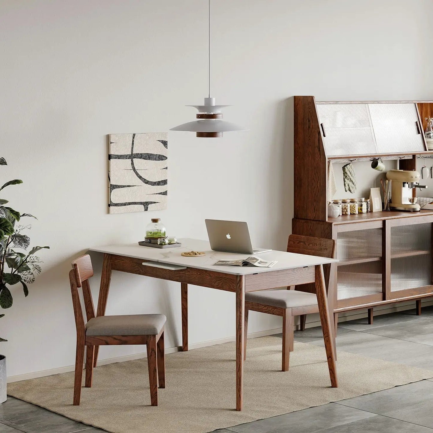 Round Corner Telescopic Dining Table with diagonal wooden legs for 6–8, Unique Piece Furniture on Tampa Home & Garden Store