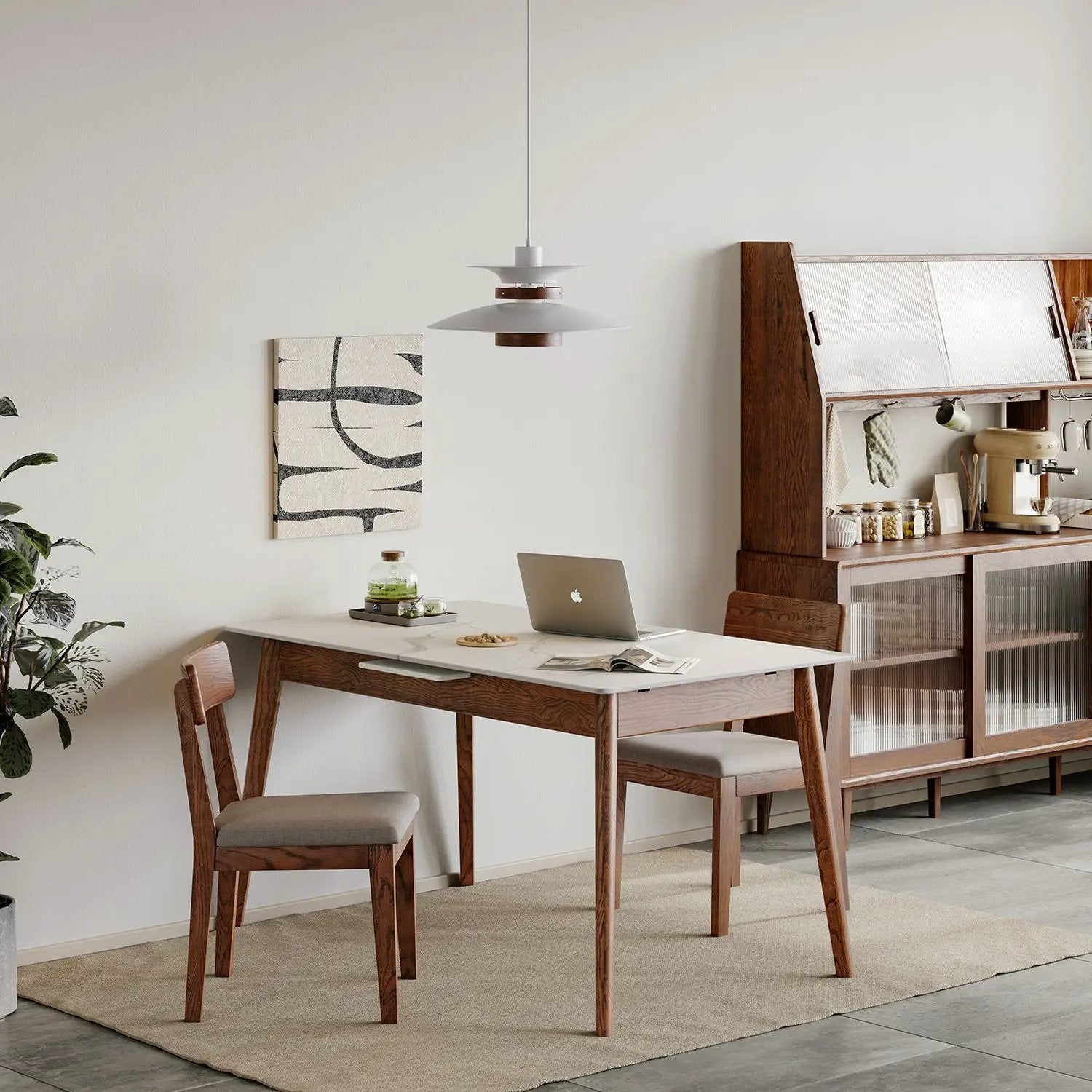 Round Corner Telescopic Dining Table with diagonal wooden legs for 6–8, Unique Piece Furniture on Tampa Home & Garden Store