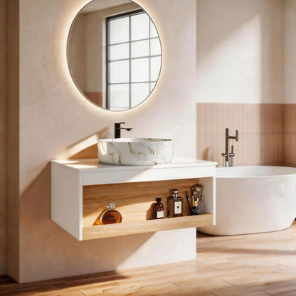 Floating Bathroom Vanity with Vessel Sink