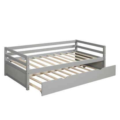 Twin Daybed with Trundle Frame and Solid Pine