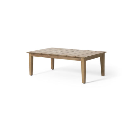 Two outdoor coffee tables with slat panel tops in light brown wood by HouseOfZazla on Tampa Home & Garden Store