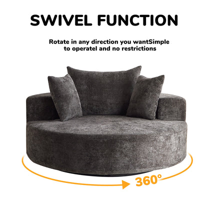 55'' Chenille Foam Single Swivel Chair by HouseOfZazla in dark gray upholstery on Tampa Home & Garden Store