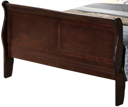 Louis Phillipe panel sleigh bed footboard in dark wood with curved posts Unique Piece Furniture on Tampa Home & Garden Store