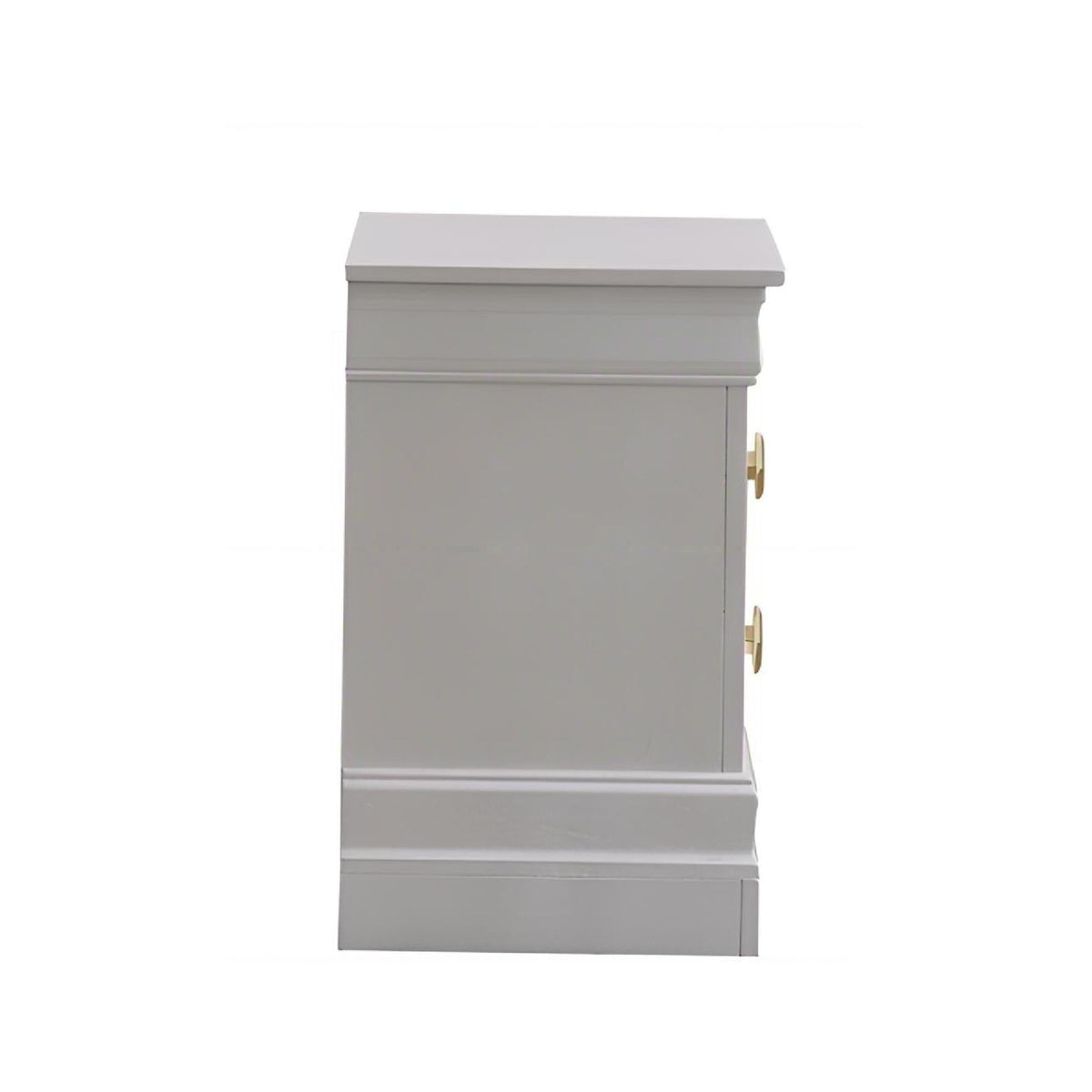 Verona nightstand gray finish with modern design, decorative trim and gold hardware on Tampa Home & Garden Store