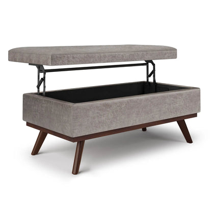 Owen lift-top storage ottoman in taupe fabric with legs by Unique Piece Furniture on Tampa Home & Garden Store