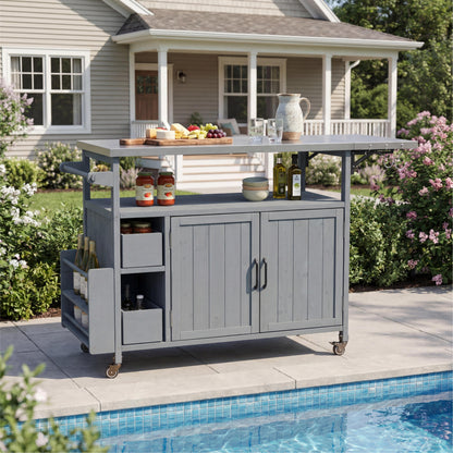 Farmhouse Rolling Outdoor Kitchen and Cart