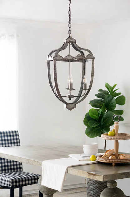 4 Light Metal Chandelier with Adjustable Chain