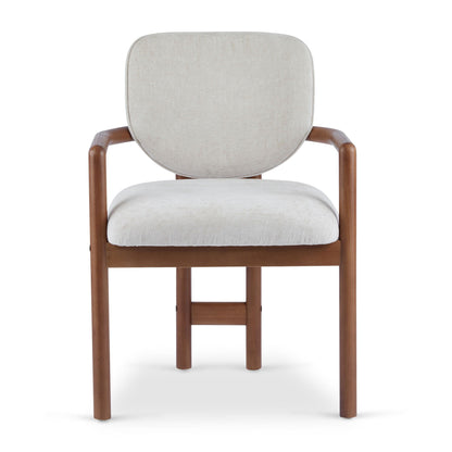 Upholstered Arm Dining Chairs (set of 2), beige fabric with wooden legs HouseOfZazla on Tampa Home & Garden Store
