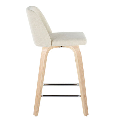 Counter stool set with swivel beige fabric seat and light wood legs HouseOfZazla on Tampa Home & Garden Store