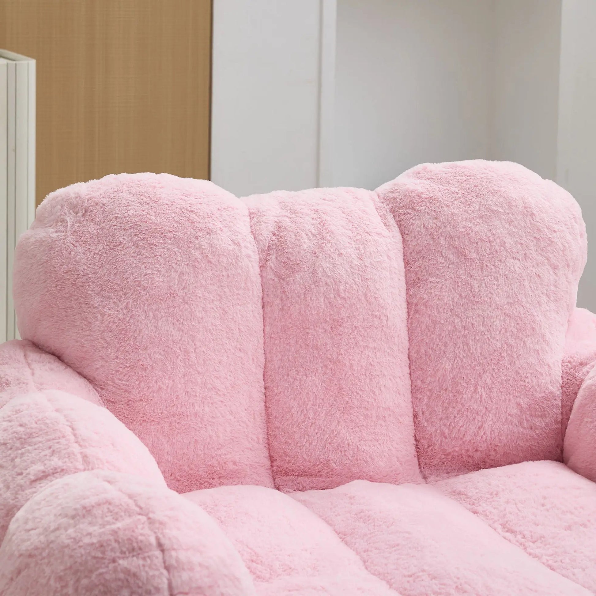 Lotus Style Compression Sofa Bean Bag in pink plush fabric by Unique Piece Furniture on Tampa Home & Garden Store