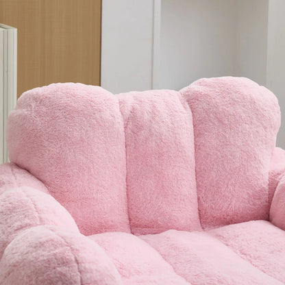Lotus Style Compression Sofa Bean Bag in pink plush fabric by Unique Piece Furniture on Tampa Home & Garden Store