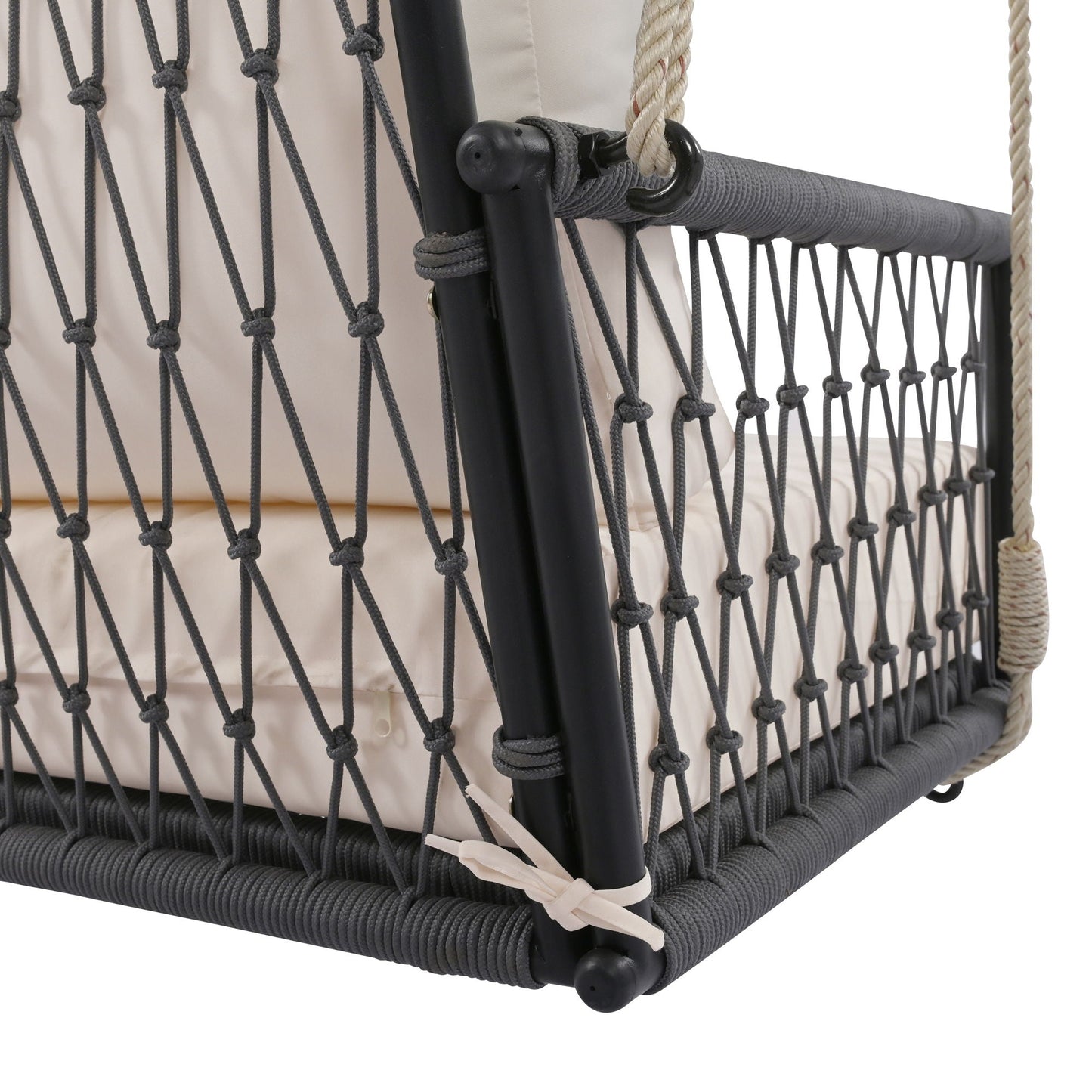 Beige Outdoor Swing Sofa with Soft Cushions