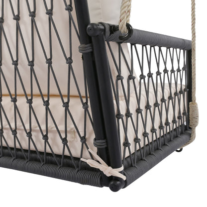 Beige Outdoor Swing Sofa with Soft Cushions