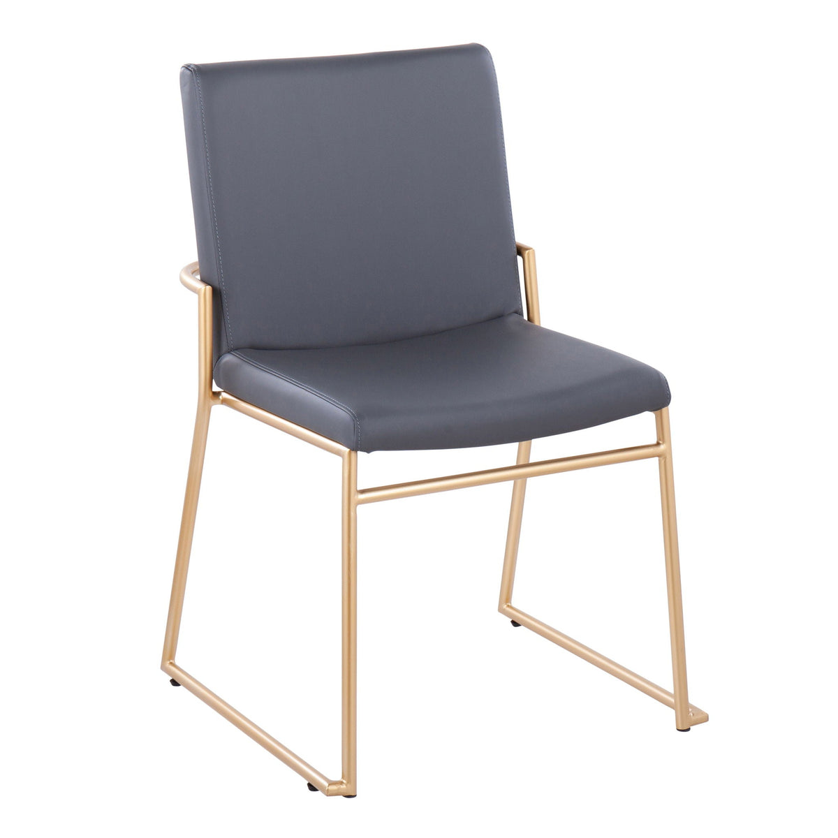 HouseOfZazla Dutchess contemporary dining chair set, dark gray faux leather, gold metal frame on Tampa Home & Garden Store