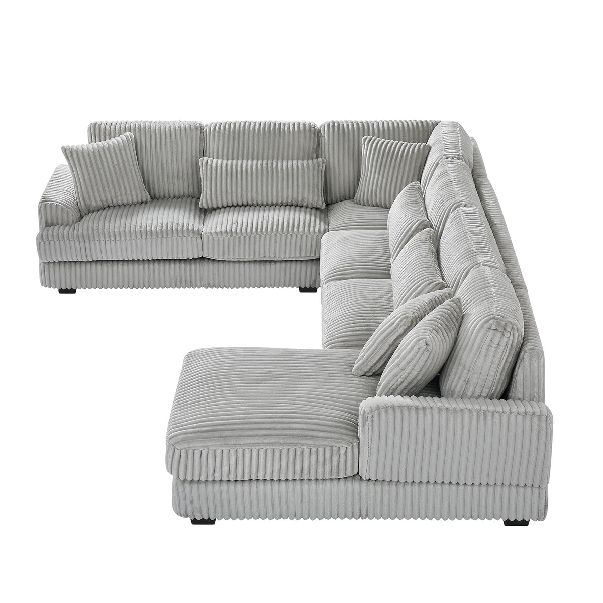 U-shaped sectional sofa with chaise lounge in gray corduroy fabric by HouseOfZazla on Tampa Home & Garden Store