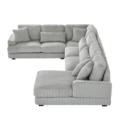 U-shaped sectional sofa with chaise lounge in gray corduroy fabric by HouseOfZazla on Tampa Home & Garden Store