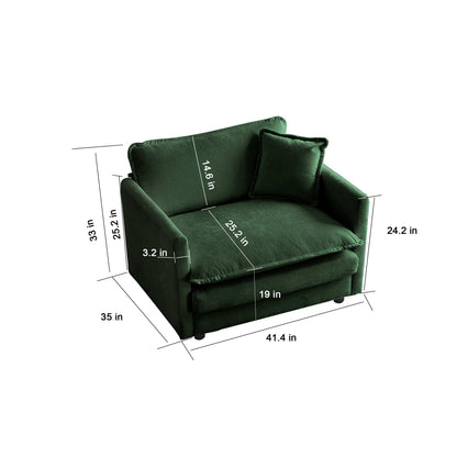 2-Piece Upholstered Sectional Sofa Set in green chenille by HouseOfZazla with cushions on Tampa Home & Garden Store