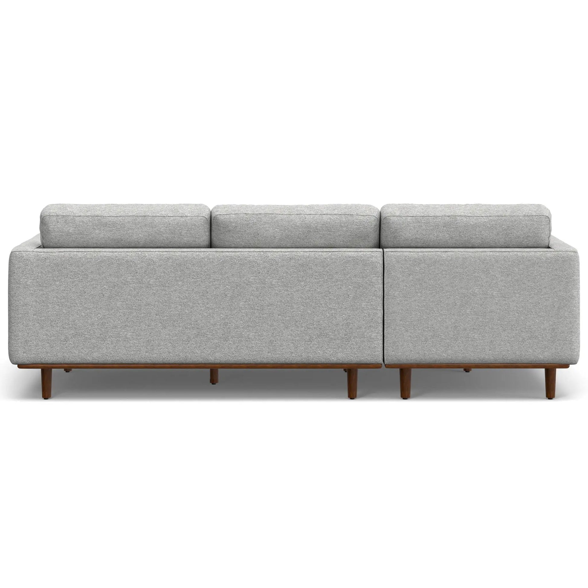 Morrison upholstered sectional sofa, gray fabric, stationary 3-seat with wooden legs on Tampa Home & Garden Store