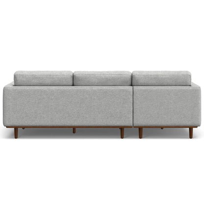 Morrison upholstered sectional sofa, gray fabric, stationary 3-seat with wooden legs on Tampa Home & Garden Store