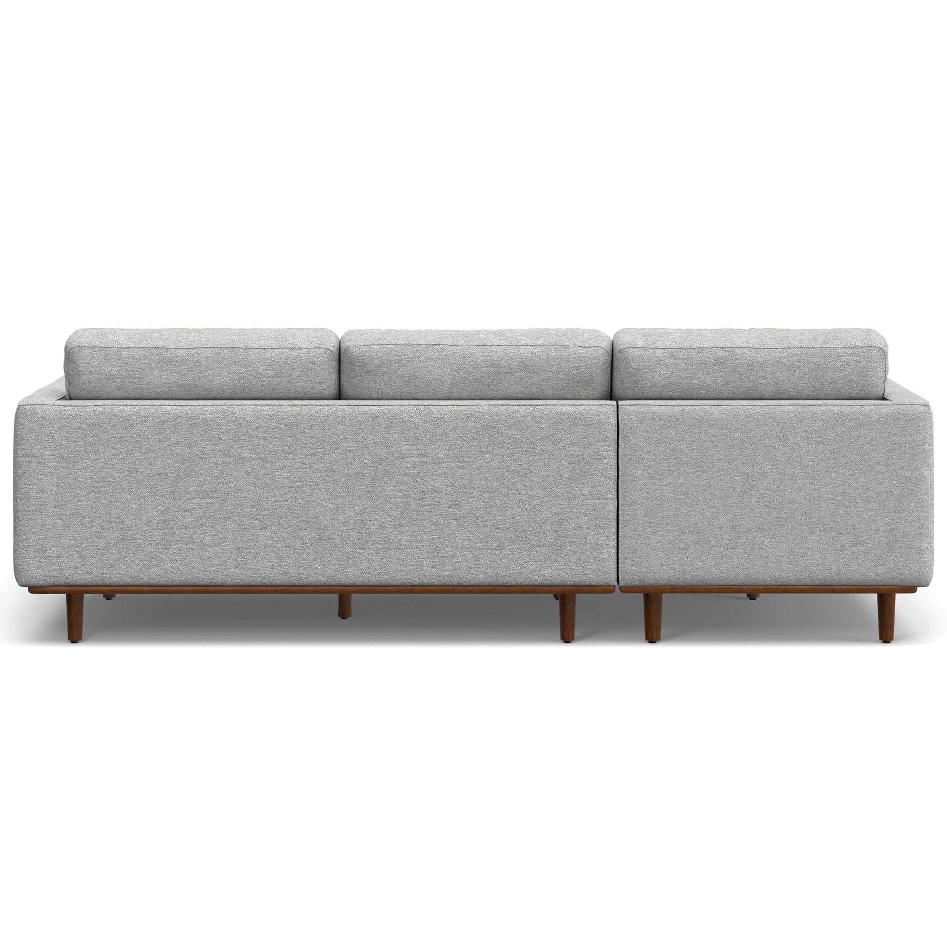 Morrison upholstered sectional sofa in light gray fabric with wooden legs by HouseOfZazla on Tampa Home & Garden Store