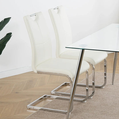 Dining Chairs with Padded Seat and Metal Legs