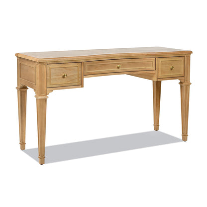 Dauphin 3-Drawer Executive Desk in light brown wood with soft-close drawers and tapered legs on Tampa Home & Garden Store
