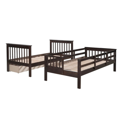 Stairway Bunk Bed with Storage and Guard Rail