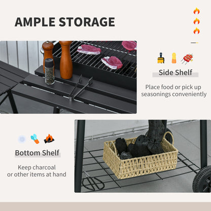 Outsunny 30' portable barrel charcoal BBQ grill on steel frame with side shelf on Tampa Home & Garden Store