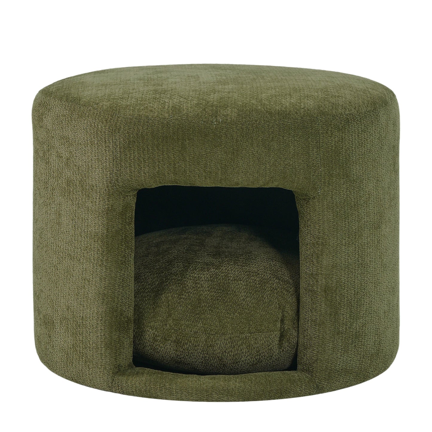 Ottoman green fabric pet friendly with removable cushion and hidden pet nook HouseOfZazla on Tampa Home & Garden Store