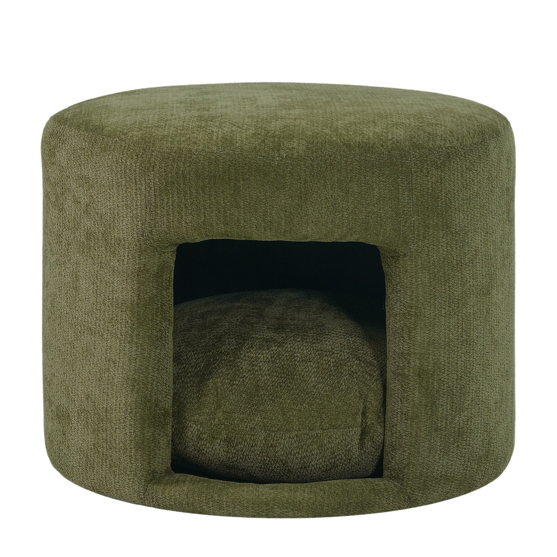 Ottoman green fabric pet friendly with removable cushion and hidden pet nook HouseOfZazla on Tampa Home & Garden Store