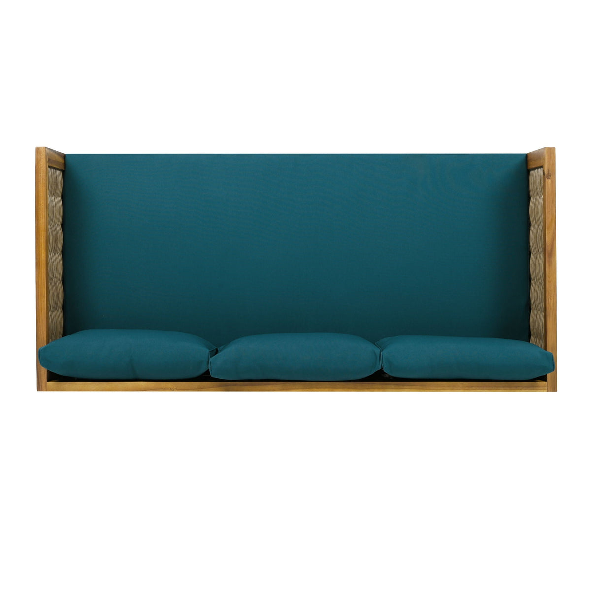 Claremont 3-Seater Daybed with teak/acacia wood frame and teal water-resistant cushions on Tampa Home & Garden Store