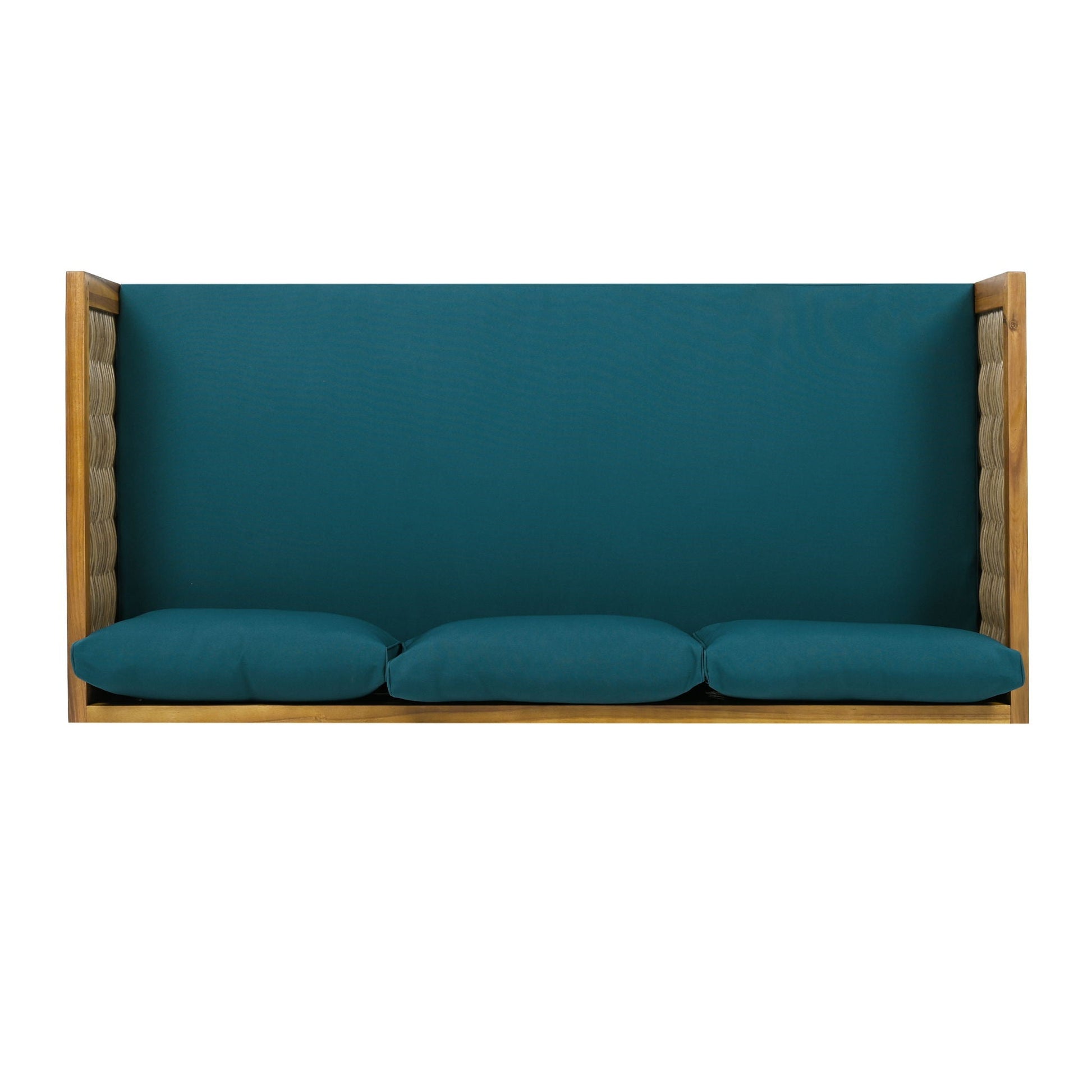 Claremont 3-Seater Daybed with teak/acacia wood frame and teal water-resistant cushions on Tampa Home & Garden Store