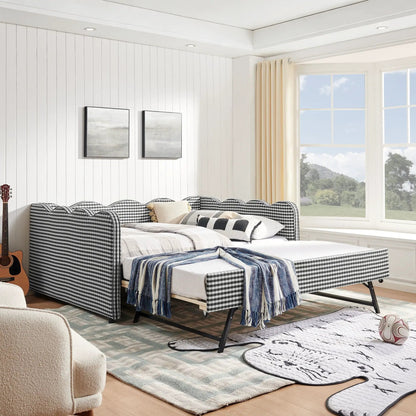 Gingham Daybed With USB Port and Wave Design