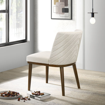Mid-Century dining chair set of 2 in cream upholstery with solid wood legs on Tampa Home & Garden Store