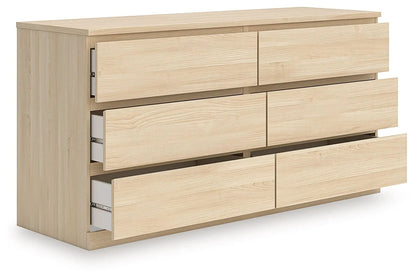 Onita White Six Drawer Dresser Ball Bearing Glide