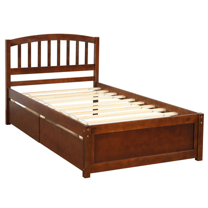Wood Platform Storage Bed With Two Drawers