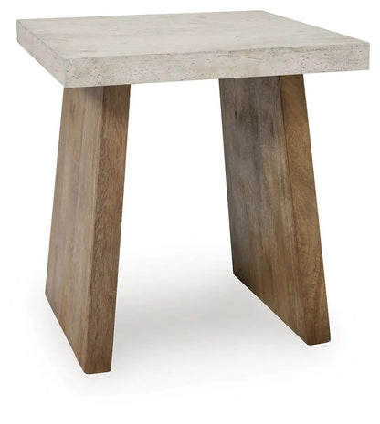 Brendalhouse rectangular cocktail table with concrete-top and angled wood legs on Tampa Home & Garden Store