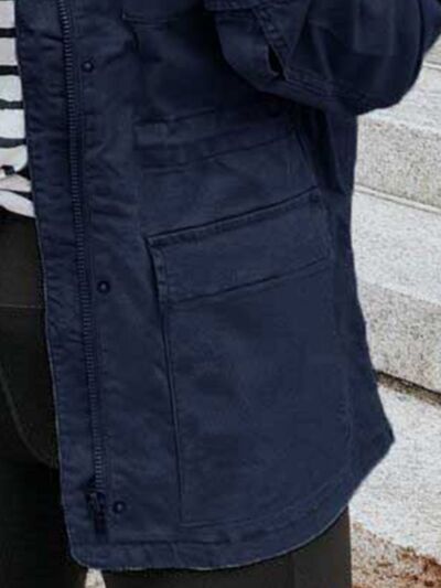 Stevvex retro pocketed long sleeve zip-up jacket navy ST25ZJ701LXP lightweight outerwear on Tampa Home & Garden Store