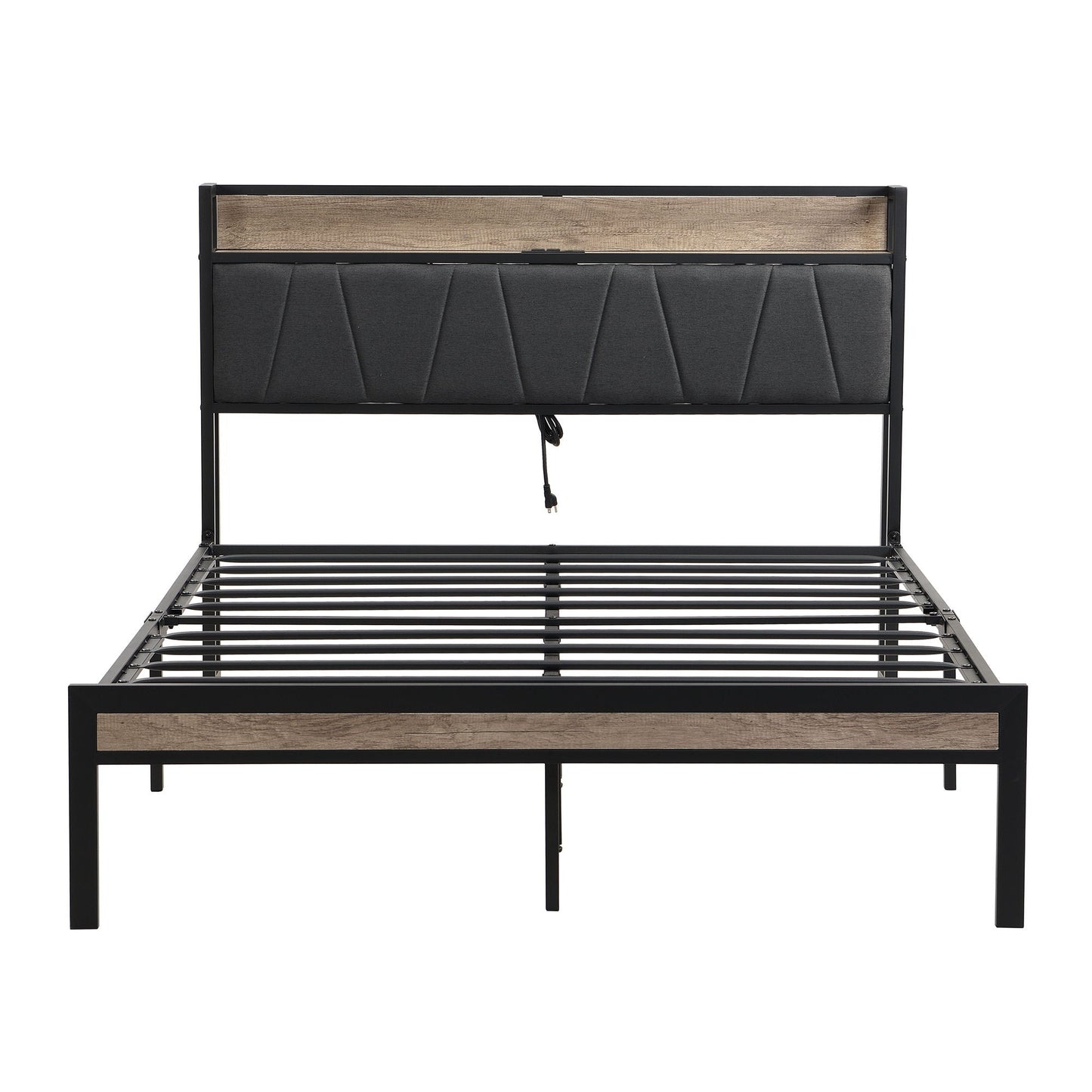 Modern Bed Frame With Led Lights and Storage