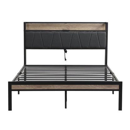 Modern Bed Frame With Led Lights and Storage