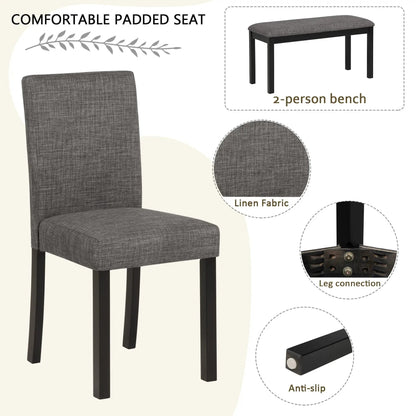 Upholstered dining chair charcoal linen with black wooden legs on Tampa Home & Garden Store