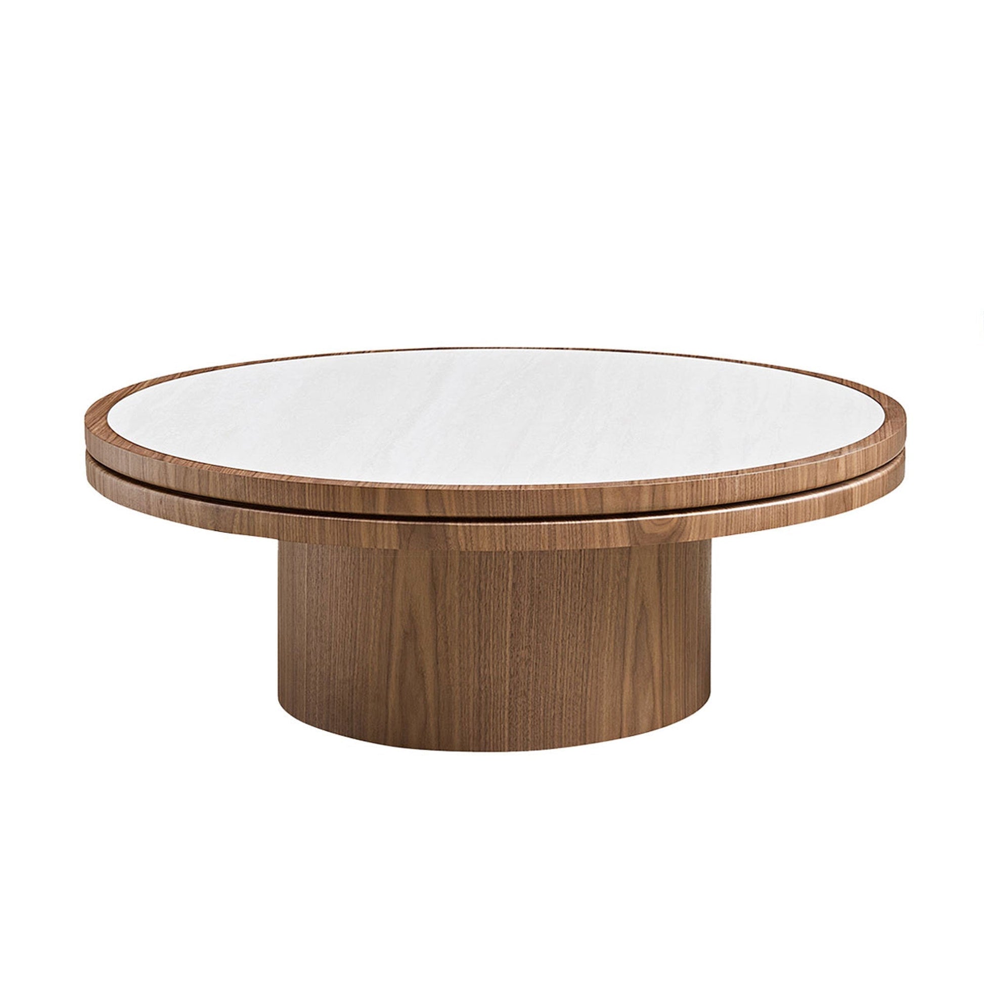 Coffee table 35.43 in with sintered stone white tabletop and walnut wood base HouseOfZazla on Tampa Home & Garden Store